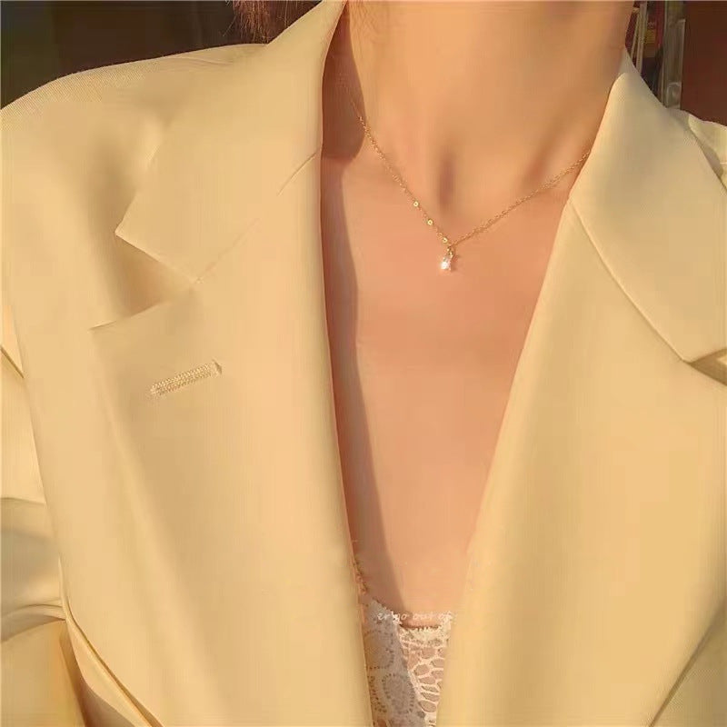 Simple Geometry Baguette CZ 925 Sterling Silver Curb Chain Necklace