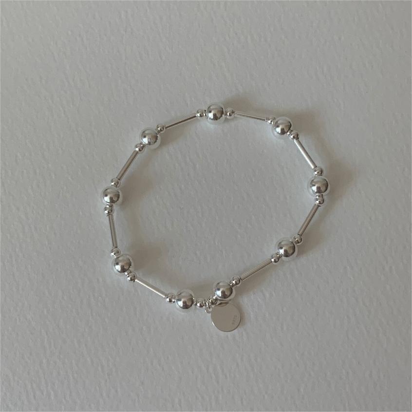 Simple Geometry Large Small Beads 925 Sterling Silver Bracelet