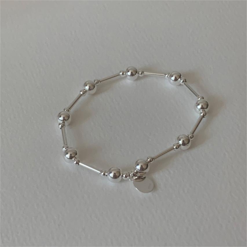Simple Geometry Large Small Beads 925 Sterling Silver Bracelet
