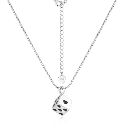 Fashion Fun Multicolor Love Cube Dice 925 Sterling Silver Box Chain Necklace