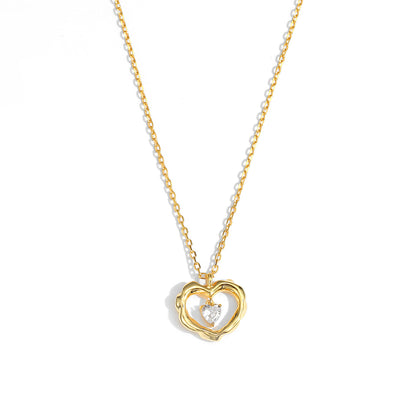 Hollow Heart CZ 925 Sterling Silver Necklace