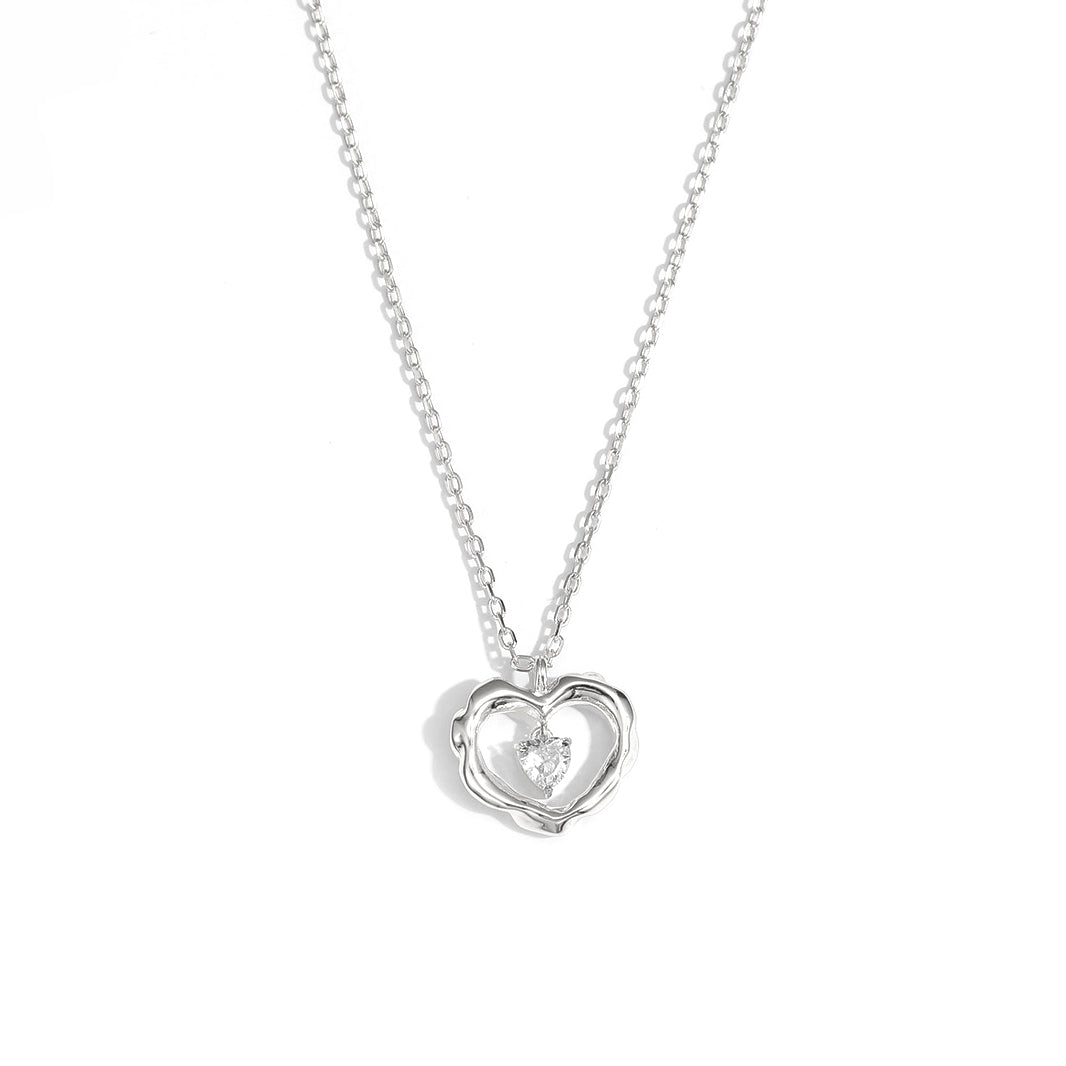 Hollow Heart CZ 925 Sterling Silver Necklace