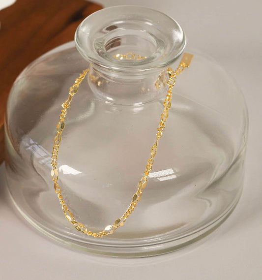 Fashion Golden Irregular Hollow Chain 925 Sterling Silver Bracelet