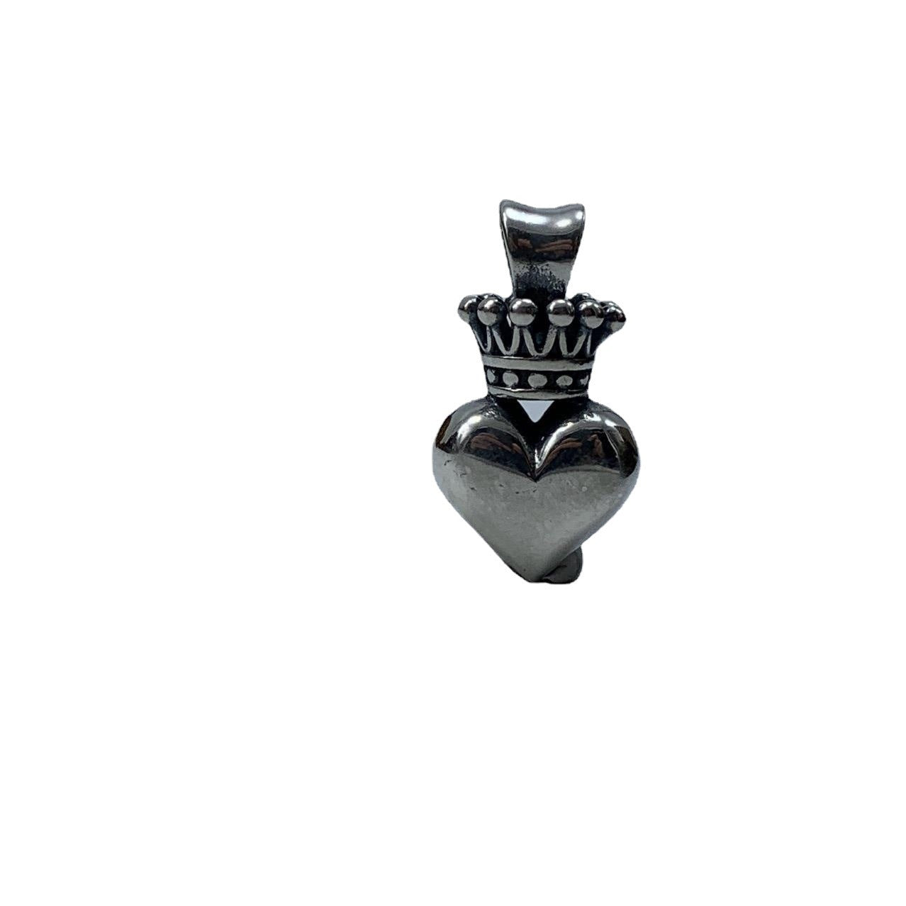 Vintage Women 3D Crown Heart Love Solid 925 Sterling Silver DIY Pendant