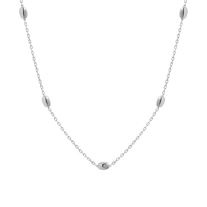Simple Geometry Oval Beads 925 Sterling Silver Necklace
