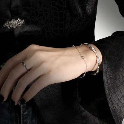 Simple Geometry Oval Beads 925 Sterling Silver Bracelet