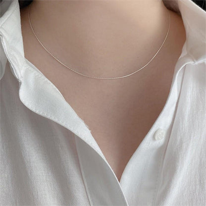 Simple Bamboo Chian 925 Sterling Silver Stacker Necklace