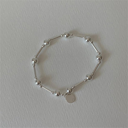 Simple Geometry Large Small Beads 925 Sterling Silver Bracelet
