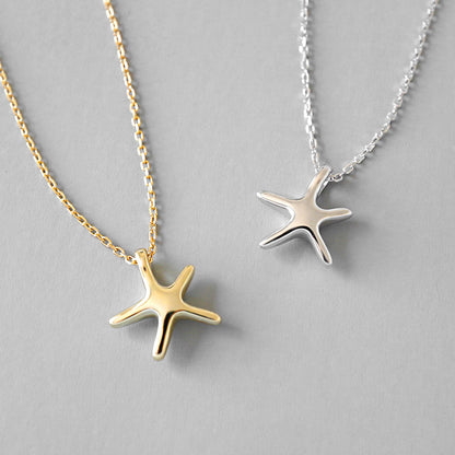 Simple Starfish Star 925 Sterling Silver Necklace