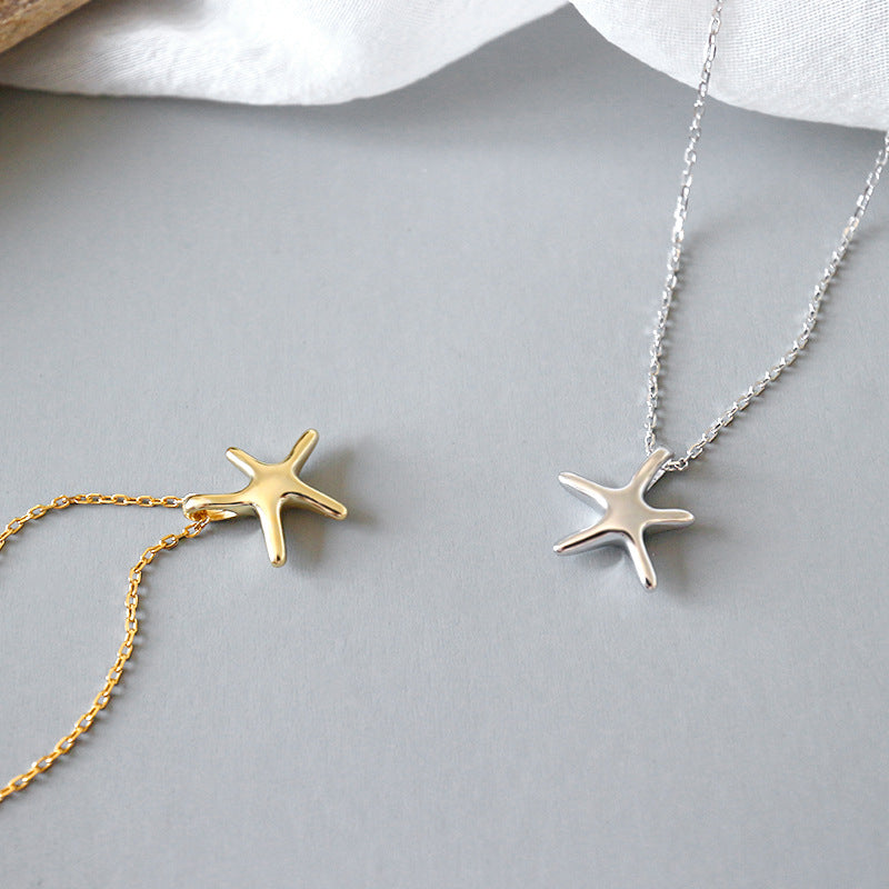 Simple Starfish Star 925 Sterling Silver Necklace