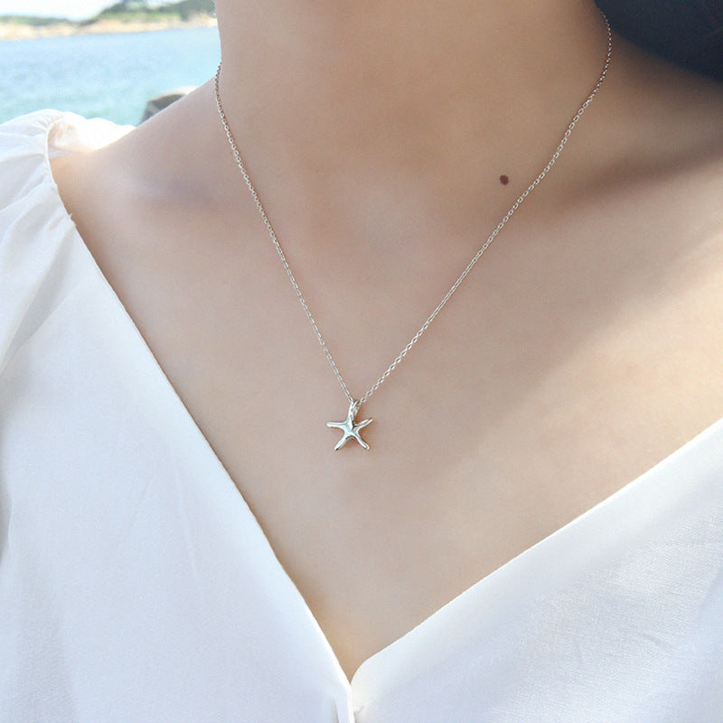 Simple Starfish Star 925 Sterling Silver Necklace