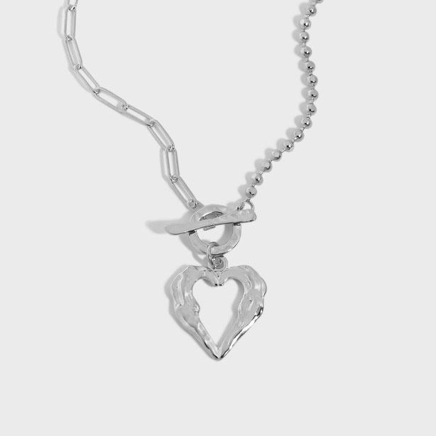 Heart OT Irregular Chain 925 Sterling Silver Necklace