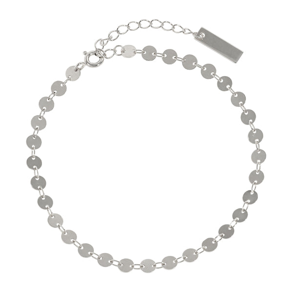 Fashion Geometry Round  Diskette 925 Sterling Silver Anklet/Bracelet