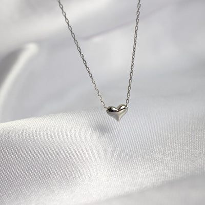 Women Simple Mini Heart 925 Sterling Silver Necklace