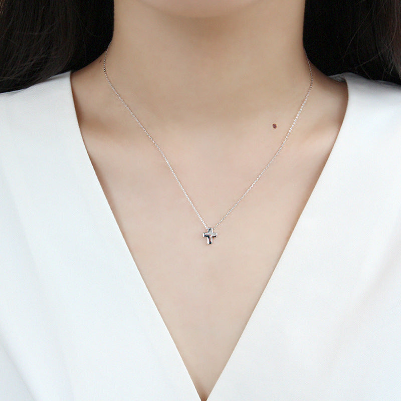 Students Mini Cross Cute 925 Sterling Silver Necklace