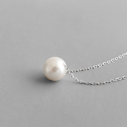 Promise Round Shell Pearl Dainty 925 Sterling Silver Necklace