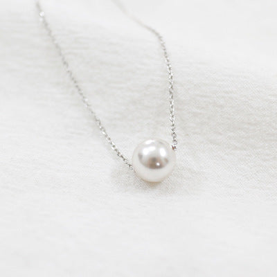 Promise Round Shell Pearl Dainty 925 Sterling Silver Necklace