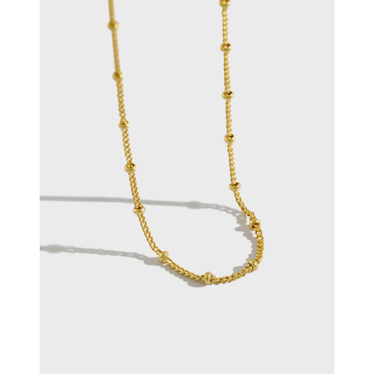 Simple Curb Bead Chain 18k & 925 Sterling Silver Necklace