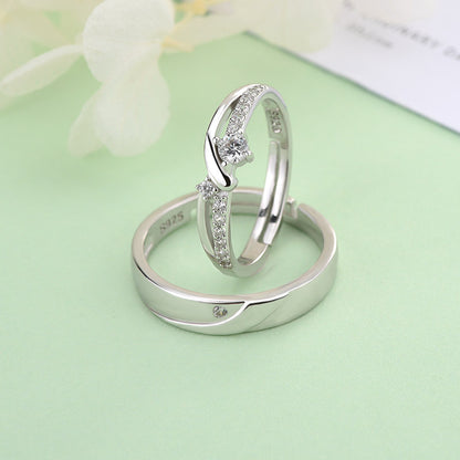 Simple Micro Setting CZ 925 Sterling Silver Adjustable Promise Ring