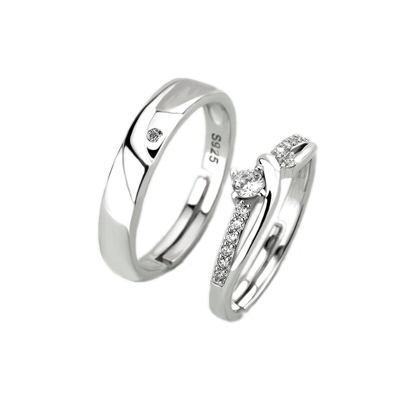 Simple Micro Setting CZ 925 Sterling Silver Adjustable Promise Ring