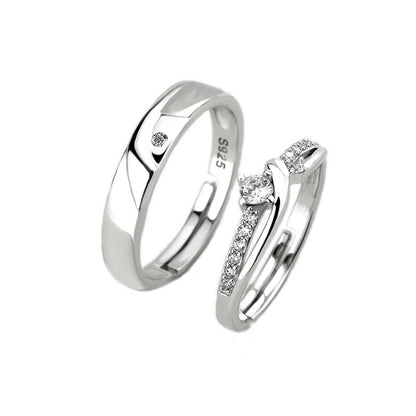 Simple Micro Setting CZ 925 Sterling Silver Adjustable Promise Ring