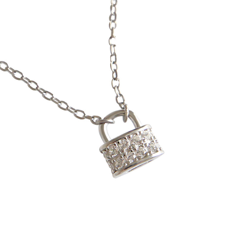 Gift CZ Lock Fashion 925 Sterling Silver Necklace