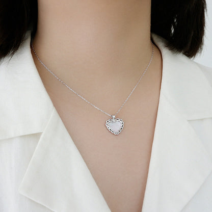 Mother of Shell Heart 925 Sterling Silver Necklace