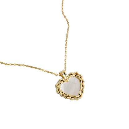 Mother of Shell Heart 925 Sterling Silver Necklace