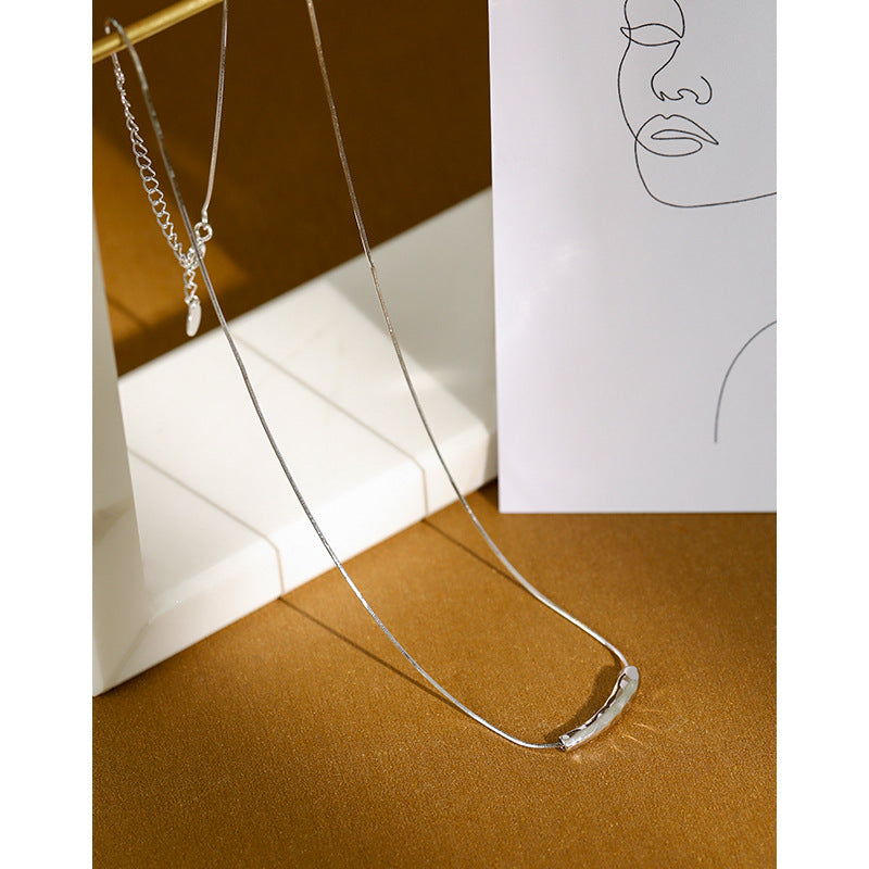 Women Snake Chain Irregular Waterdrop 925 Sterling Silver Necklace