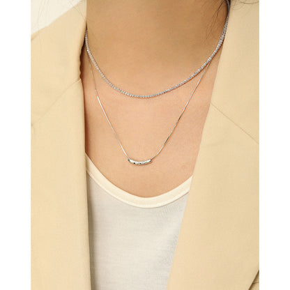 Women Snake Chain Irregular Waterdrop 925 Sterling Silver Necklace