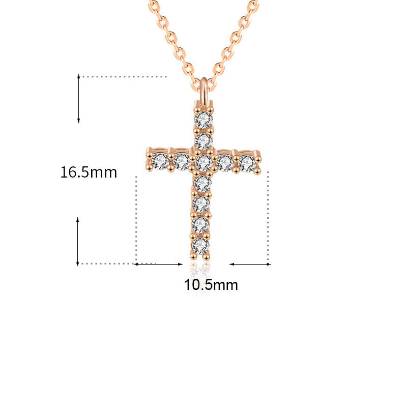 Classic Simple CZ Cross 925 Sterling Silver Necklace