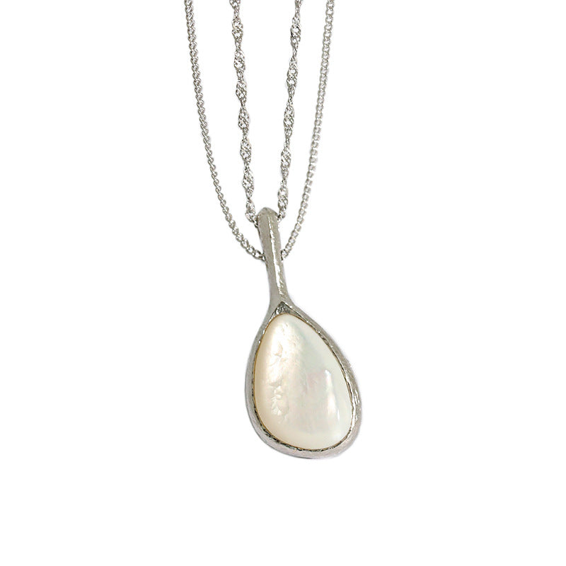 Elegant Waterdrop Mother of Shell 925 Sterling Silver Necklace