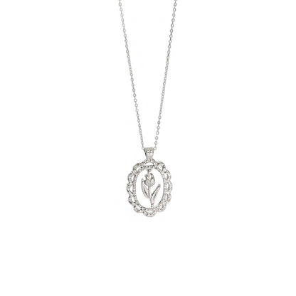 Women Tulips Flower 925 Sterling Silver Necklace