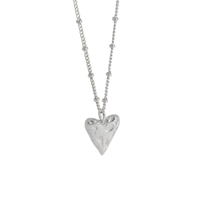 Women Irregular Love Heart 925 Sterling Silver Necklace