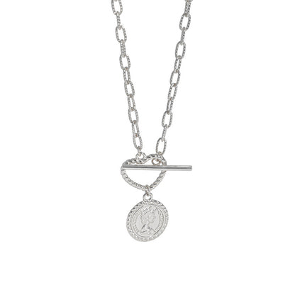 Women Portrait Coin OT 925 Sterling Silver Necklace