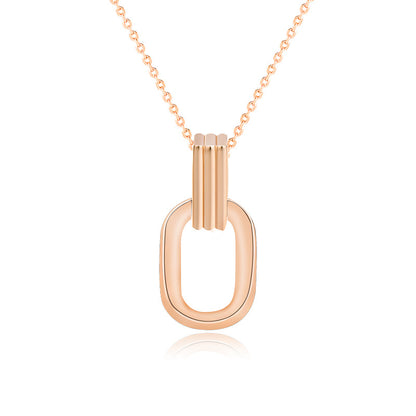 Simple Geometry Hollow Rectangle 925 Sterling Silver Necklace