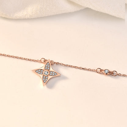 Casual CZ Quadrangular Star 925 Sterling Silver Necklace