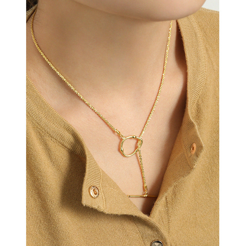 Popcorn Chain OT Shape 18k & 925 Sterling Silver Necklace