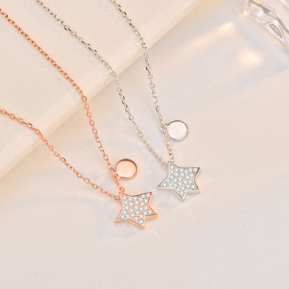 Cute CZ Lucky Star 925 Sterling Silver Necklace