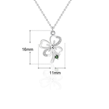 Gift CZ Four Leaf Clover 925 Sterling Silver Necklace