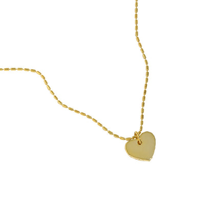 Women tube Beads Gold Heart 925 Sterling Silver Necklace