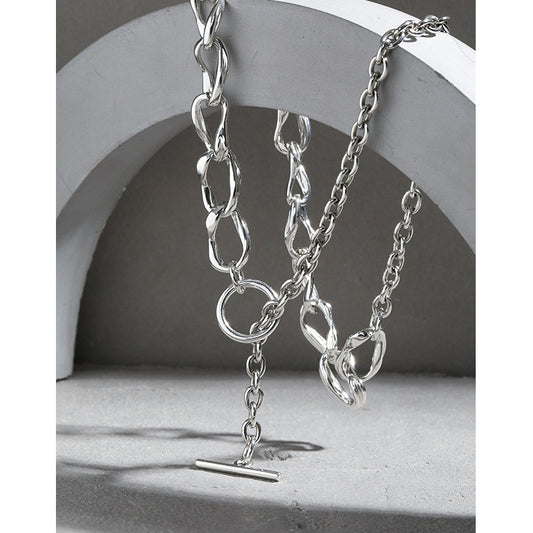 Asymmetry OT Lock Chain 925 Sterling Silver Necklace