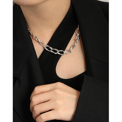 Asymmetry OT Lock Chain 925 Sterling Silver Necklace