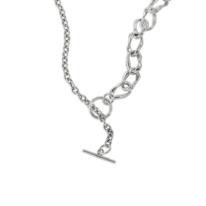 Asymmetry OT Lock Chain 925 Sterling Silver Necklace