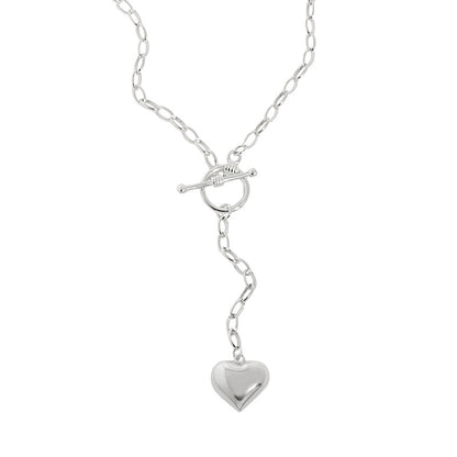 Women OT Shape Heart Tassels 925 Sterling Silver Necklace