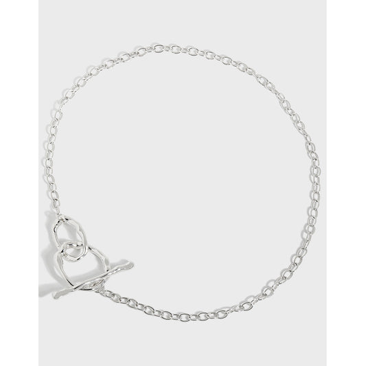 Simple OT Hollow Chain 925 Sterling Silver Choker Necklace