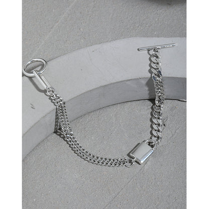 Curb Multi Chain OT 925 Sterling Silver Toggle Bracelet