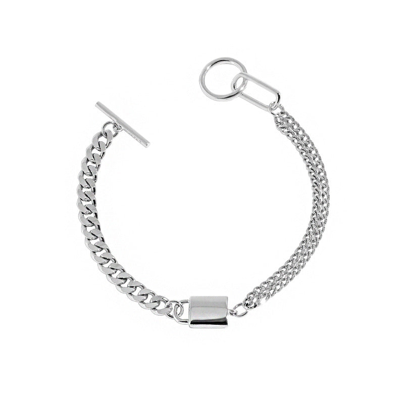 Curb Multi Chain OT 925 Sterling Silver Toggle Bracelet