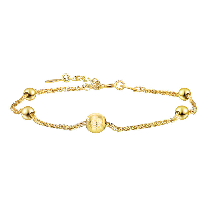 Gift Golden Lucky Beads 925 Sterling Silver Bracelet