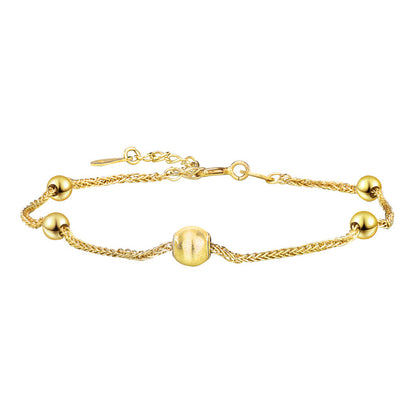 Gift Golden Lucky Beads 925 Sterling Silver Bracelet